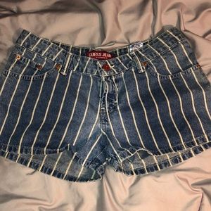Pinstripe Guess jean shorts